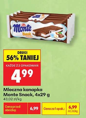 Mleczna kanapka Monte Snack 4x29 g