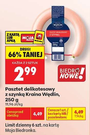 Pasztet delikatesowy z szynką Kraina Wędlin, 250 g