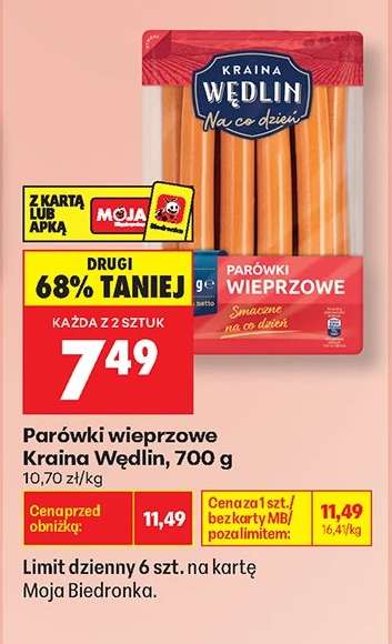 Parówki wieprzowe Kraina Wędlin 700 g