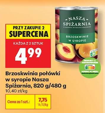 Brzoskwinia połówki w syropie Nasza Spiżarnia 820 g 480 g