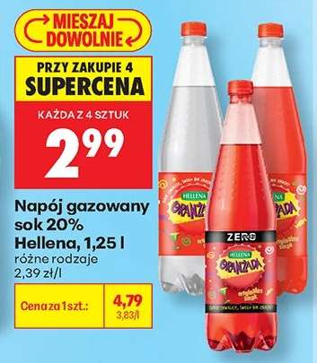 Napój gazowany sok 20% Hellena, 1,25 l