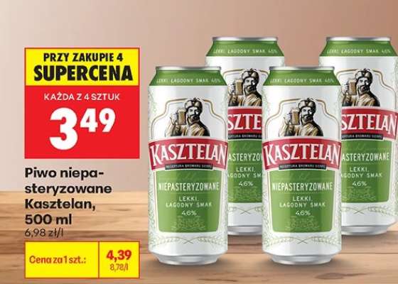 Piwo niepasteryzowane Kasztelan, 500 ml