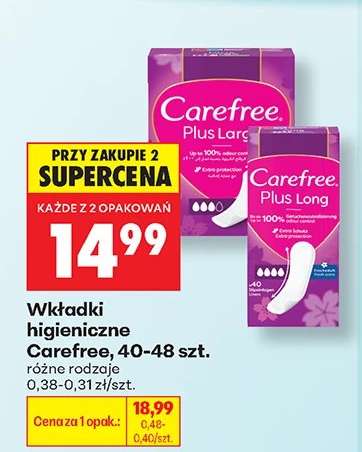 Wkładki higieniczne Carefree, 40-48 szt.