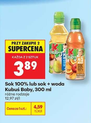 Sok 100% lub sok + woda Kubus Baby, 300 ml