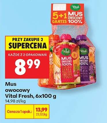 Mus owocowy Vital Fresh, 6x100 g