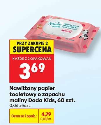 Nawilżany papier toaletowy o zapachu maliny Dada Kids , 60 szt