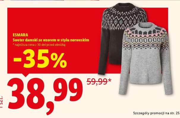 ESMARA Sweter damski ze wzorem w stylu norweskim