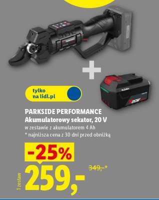 PARKSIDE PERFORMANCE Akumulatorowy sekator, 20 V