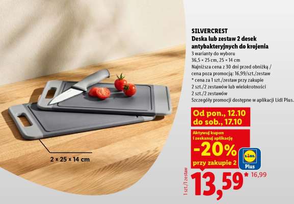 SILVERCREST Deska lub zestaw 2 desek antybakteryjnych do krojenia