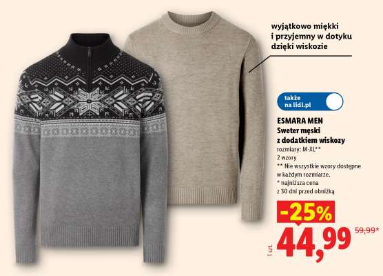 ESMARA MEN Sweter męski z dodatkiem wiskozy