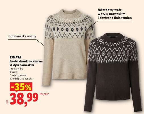 ESMARA Sweter damski ze wzorem w stylu norweskim