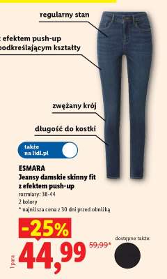 ESMARA Jeansy damskie skinny fit z efektem push-up