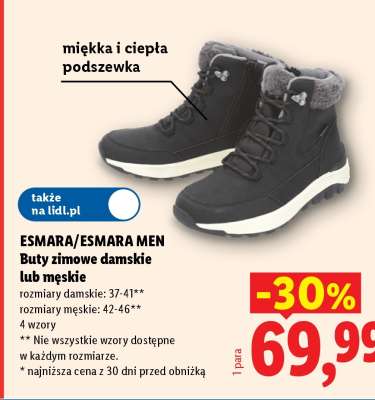 ESMARA/ESMARA MEN Buty zimowe damskie lub męskie