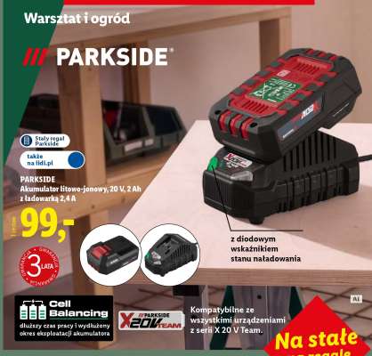 PARKSIDE Akumulator litowo-jonowy 20 V, 2 Ah z ładowarką 2,4 A