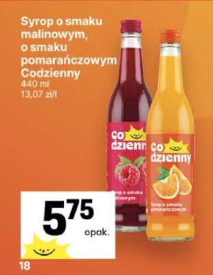 Syrop o smaku malinowym, o smaku pomarańczowym Codzienny