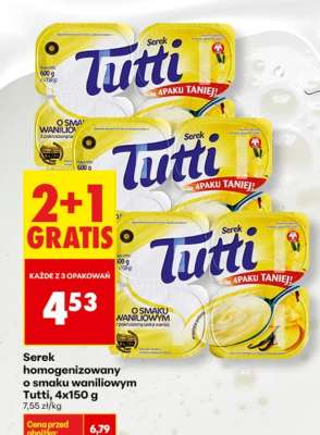Serek homogenizowany o smaku waniliowym Tutti 4x150 g