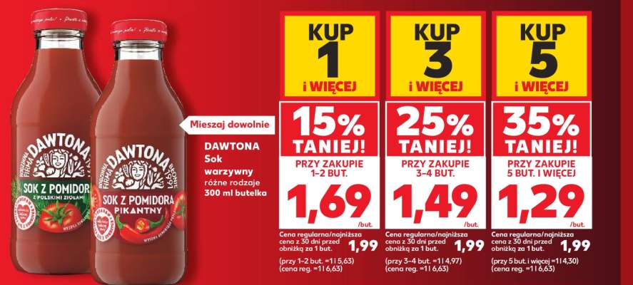 DAWTONA Sok warzywny różne rodzaje 300 ml butelka