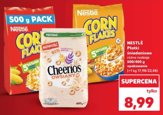 NESTLÉ Płatki śniadaniowe różne rodzaje 500/400 g opakowanie