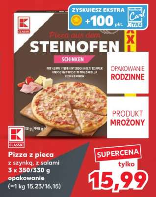 Pizza z pieca z szynką, z salami