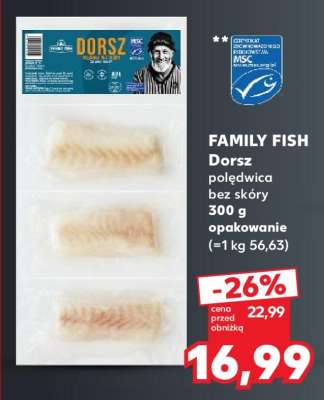 Dorsz polędwica bez skóry 300 g opakowanie