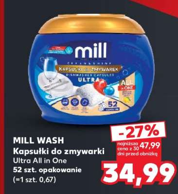 MILL WASH Kapsułki do zmywarki Ultra All in One 52 szt. opakowanie