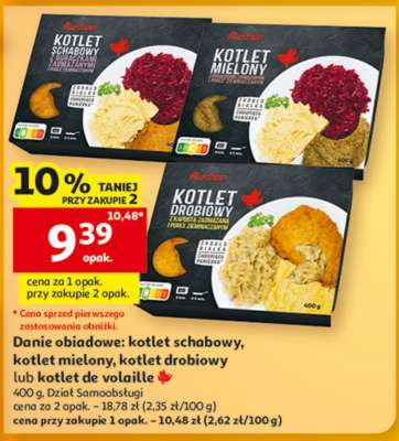Danie obiadowe: kotlet schabowy, kotlet mielony, kotlet drobiowy lub kotlet de volaille