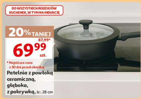 Patelnia z powłoką ceramiczną, głęboka, z pokrywką, śr.: 28 cm