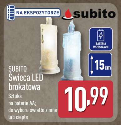 SUBITO Świeca LED brokatowa