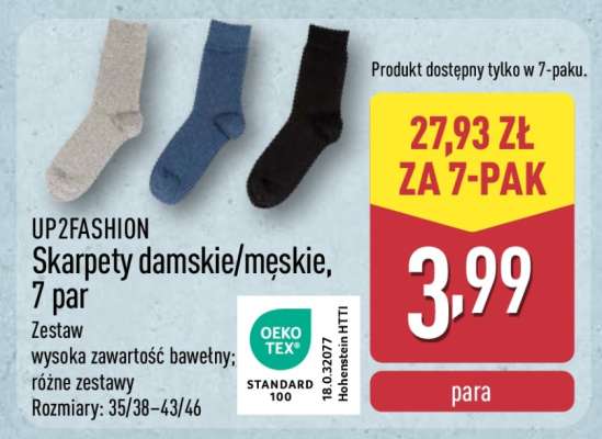 UP2FASHION Skarpety damskie/męskie, 7 par