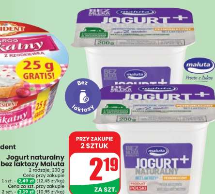Jogurt naturalny bez laktozy Maluta