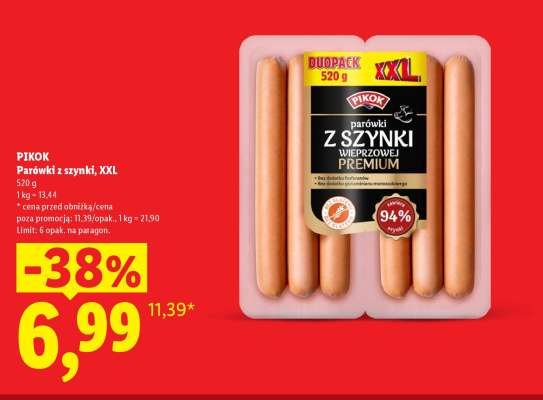 PIKOK Parówki z szynki, XXL