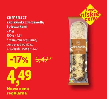 CHEF SELECT Zapiekanka z mozzarellą i pieczarkami