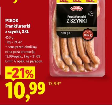 PIKOK Frankfurterki z szynki, XXL