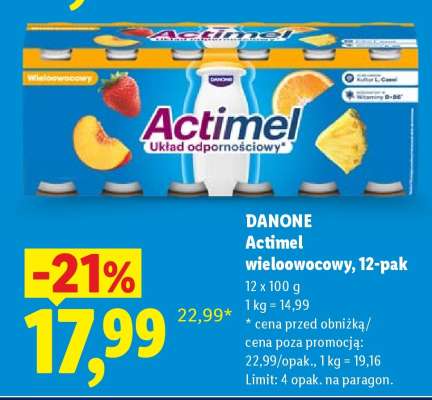 DANONE Actimel wieloowocowy, 12-pak