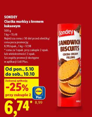 SONDEY Ciastka markizy z kremem kakaowym