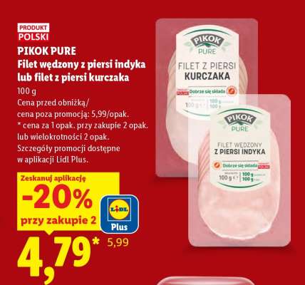 PIKOK PURE Filet wędzony z piersi indyka lub filet z piersi kurczaka