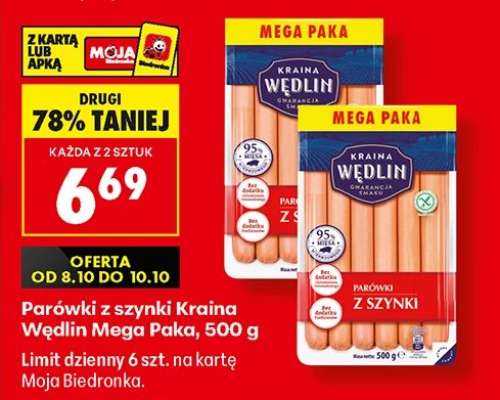 Parówki z szynki Kraina Wędlin Mega Paka, 500 g