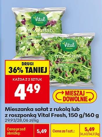 Mieszanka sałat z rukolą lub z roszponką Vital Fresh, 150 g/160 g