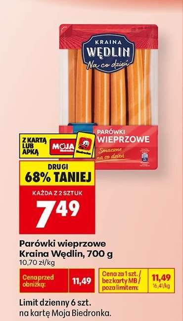 Parówki wieprzowe Kraina Wędlin 700 g