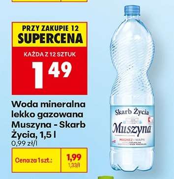 Woda mineralna lekko gazowana Muszyna Skarb Życia, 1,5 l