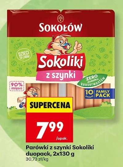Parówki z szynki Sokoliki duopack, 2x130 g
