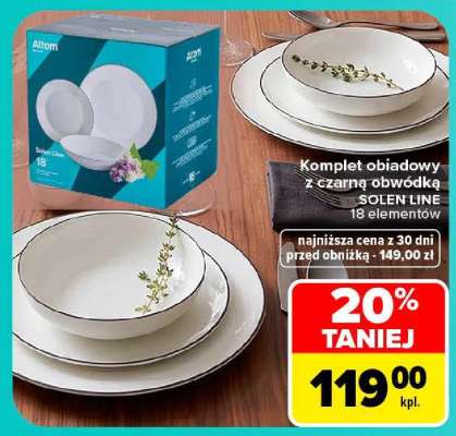 Komplet obiadowy z czarną obwódką
