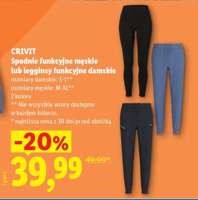 CRIVIT Spodnie funkcjyne męskie lub legginsy funkcjyne damskie