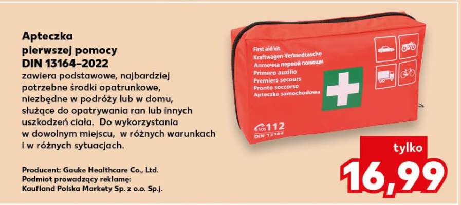 Apteczka pierwszej pomocy DIN 13164-2022