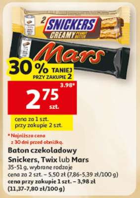Baton czekoladowy Snickers, Twix lub Mars