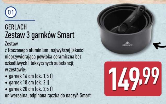 GERLACH Zestaw 3 garnków Smart