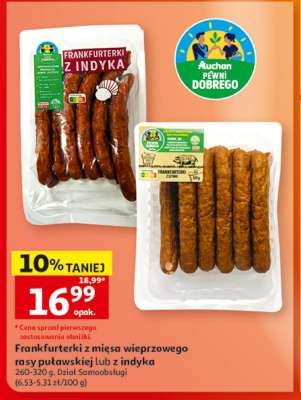 Frankfurterki z mięsa wieprzowego rasy puławskiej lub z indyka