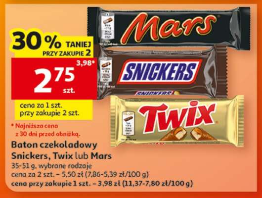 Baton czekoladowy Snickers, Twix lub Mars