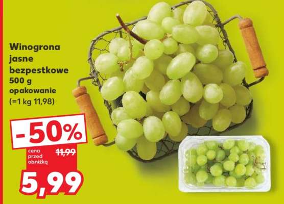 Winogrona jasne bezpestkowe 500 g opakowanie