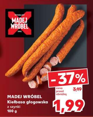 MADEJ WRÓBEL Kiełbasa głogowska z szynki 100 g